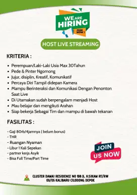 Di Cari Host Live Streaming