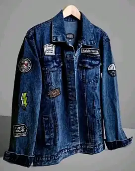 Jaket denim premium full bordir emblem