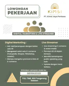 Di butuhkan segera.. di utamakan yang sudah berpengalaman