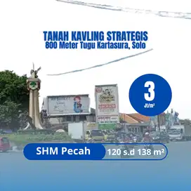 Strategis 800 Meter Tugu Kartasura Solo, Ideal Dibangun Hunian, SHM