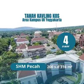 Kavling Kos Dekat Kampus UII, SHM, Akses Jalan Mobil Simpangan