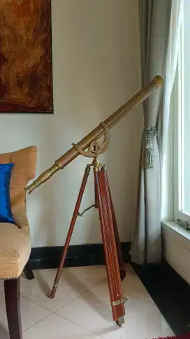 Antik brass telescope with stand tripod wood EICHHOLTZ