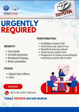 Urgently Required Sales Toyota