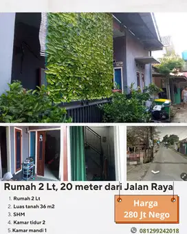 Rumah 2 Lantai Dijual Cepat SHM Dekat Ke Tol Dan Stasiun Bogor