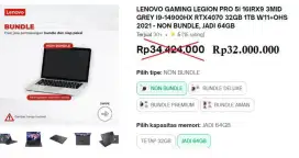 Diskon Laptop Gaming Super, Lenovo 5i Intel I9, RTX  4070 1GB,RAM64 GB