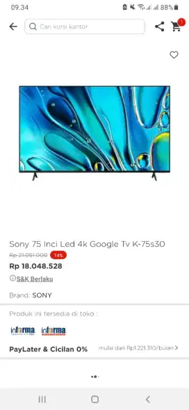 Sony google tv 75inch promo