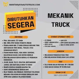 LOWONGAN KERJA MEKANIK TRUCK