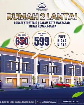 Rumah Modern minimalis 2 lt di kompleks Hartaco Dg tata Alauddin