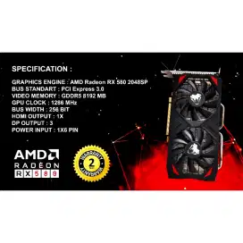 VGA VENOMRX RX 580 GDDR5 8GB 2048SP 256BIT GARANSI RESMI