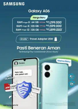 SAMSUNG GALAXY A06 RAM 8/128 SEGEL NEW BERGARANSI RESMI PASTI ORI