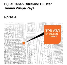 Dijual Tanah Kotak Taman Puspa Raya Hook Citraland Surabaya Barat