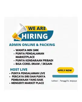 Lowongan admin packing host live marketplace