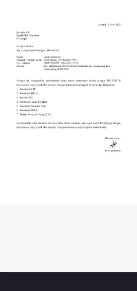 Sedang mencari loker driver pribadi atau kantor