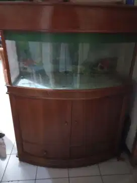 Kabinet aquarium cembung 120cm kayu jati