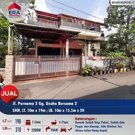 Dijual rumah 2lt di Jl. Purnama 2 Gg. Usaha Bersama 2