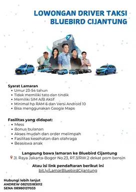 Pengemudi Taksi Bluebird Cijantung