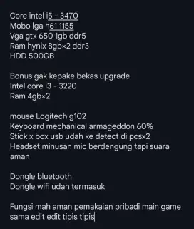Jual pc cpu only pemakaian pribadi