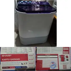 Mesin Cuci merk Sharp 2 tabung 10kg lengkap Dus & kartu garansi