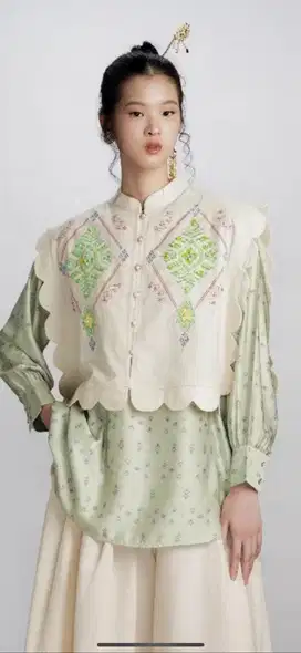 Baju tunik motif warna hijau