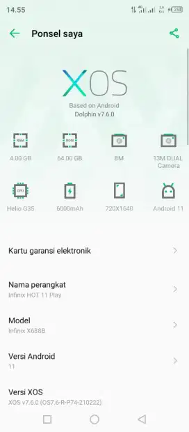 Mangga anu priyogi hpna Infinix ram 4/64gb kondisi siap pake