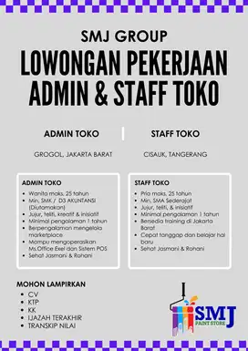 LOKER ADMIN & STAFF TOKO