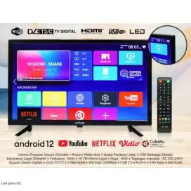 MERK ADVANCE SMART TV 24 INCH ANDROID 12 BARU