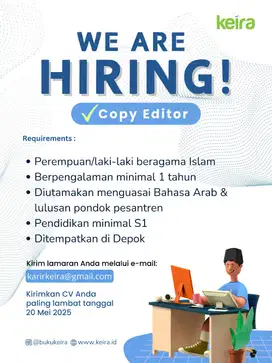 Loker (Lowongan Kerja) Editor di Penerbit Buku Kota Depok