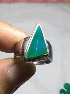 CINCIN BATU BACAN DOKO KRISTAL NATURAL RING PERAK HANDMADE