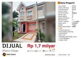 Dijual Rumah Modern Minimalis Hoek Milano Village Gading Serpong