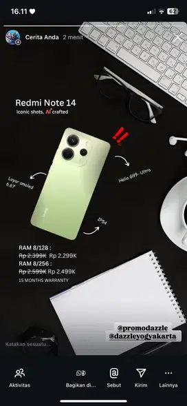 XIAOMI REDMI NOTE 14 8/256 NEW GARANSI RESMI‼️