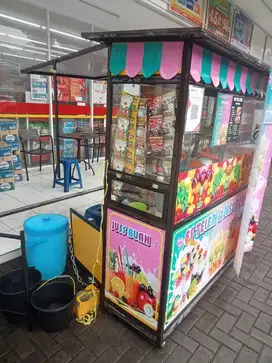 Gerobak lengkap peralatan jus,es teler dan roti bakar