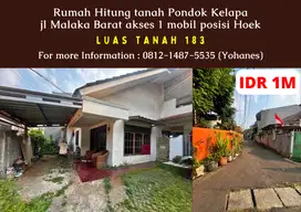 Hitung tanah Pondok Kelapa jl Malaka Barat 183mtr akses 1 mobil
