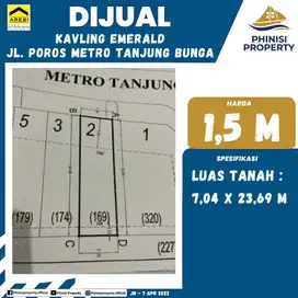 Dijual Tanah Kavling Murah di Jalan Poros Metro Tanjung Bunga