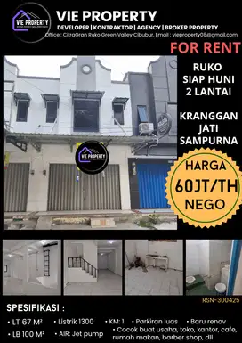 DISEWAKAN MURAH  RUKO DILOKASI STRATEGIS KRANGGAN BEKASI