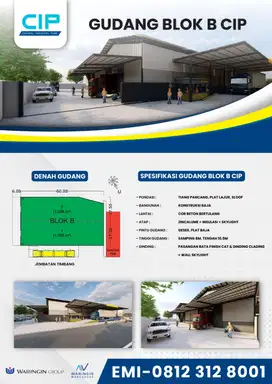 DISEWAKAN GUDANG 1000 M2 SIDOARJO