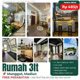 MURAH-Rumah 3lt PLUS PERABOT, Interior Estetik, Ada Roof Top Ala Cafe