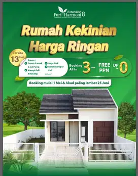 RUMAH HOOK PURI HARMONI 8 EXT FREE KANOPI,MESIN AIR&MEJA SINK