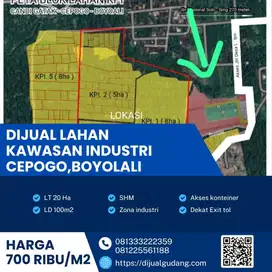 Dijual tanah industri lokasi cepogo boyolali 20Ha BU!