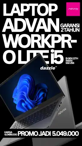 ADVAN WORKPRO LITE I5 GEN 12 RAM 8 SSD 256 GARANSI 2 TAHUN