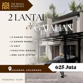 Rumah 2 Lantai 3 Kamar Tidur di Gajahan Colomadu