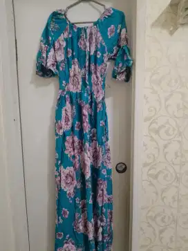 Preloved dress bahan katun rayon adem UK melar M-L