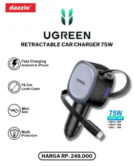 Ugreen Car charger with retractable Cable 75watt