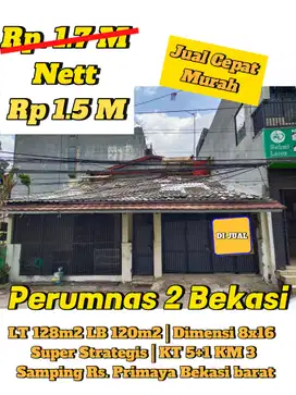Dijual Rumah Lokasi super strategis, samping Rs. primaya Bekasi barat