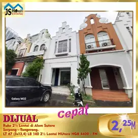 DIJUAL MURAH  RUKO 2.5 LANTAI DI ALAM SUTRA SERPONG TANGERANG