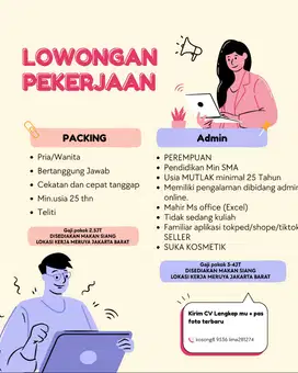 dibutuhkan packing dan admin online