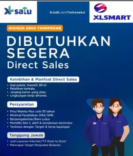 DIBUTUHKAN SALES DOR TO DOR WIFI XL SMART TANGERANG CIKUPA