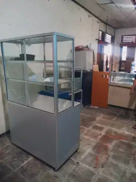 Etalase grobak alumunium ukuran 100 x 55 x165
