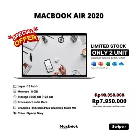 Macbook Air 2020 RAM 8/128 GB Intel Core i3
