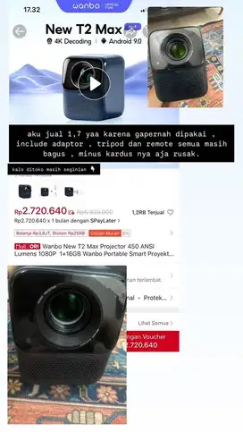 Wanbo New T2 Max Projector 450 ANSI Lumens 1080P Decode 4K 1+16G