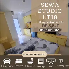 studio sewa full furnished bulanan lt 15 apartemen bassura city